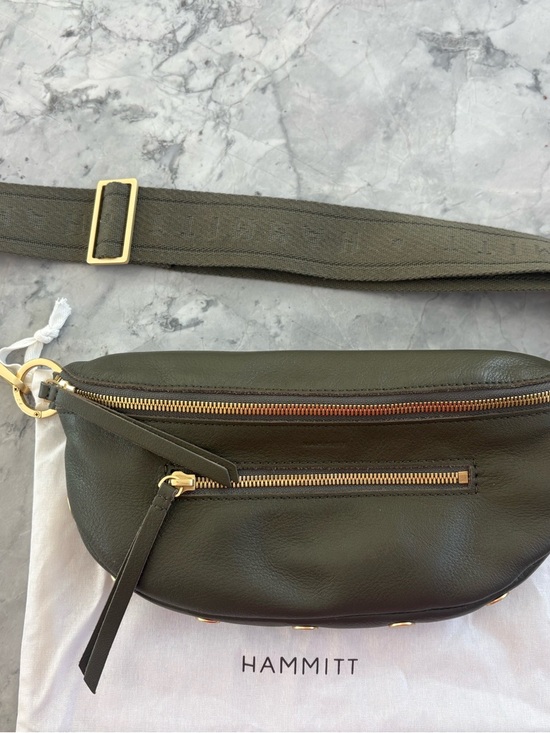 Hammitt Handbags - Hammitt Olive Green Leather Crossbody Belt Bag with Gold Hardware